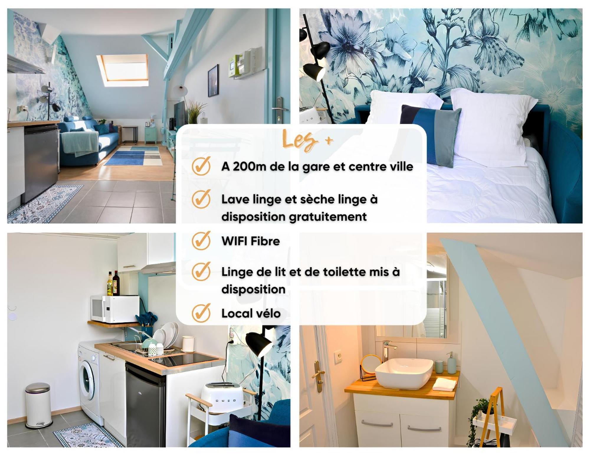 Le Cyan, studio 4min gare et centre ville, local vélo Amiens Extérieur photo